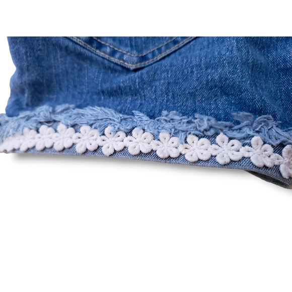 Jordache 7-8 Girls Denim Distressed Shortalls Overalls - Picture 4 of 6